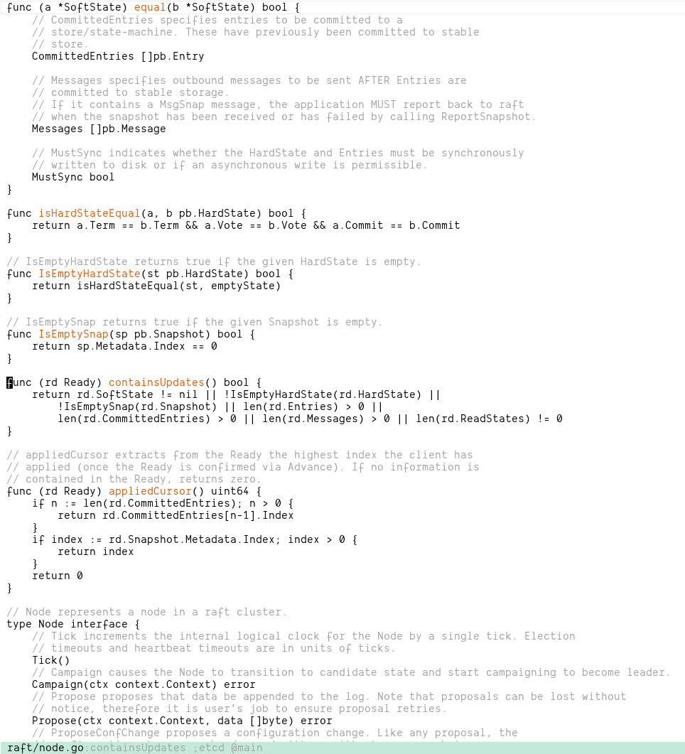 Screenshot of my Emacs session editing go code